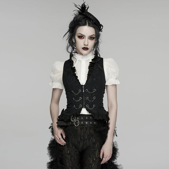 Gothic-Rüschenweste mit Kordelzug