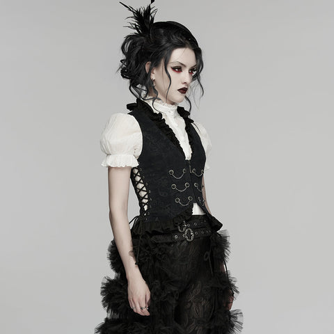 Gothic-Rüschenweste mit Kordelzug