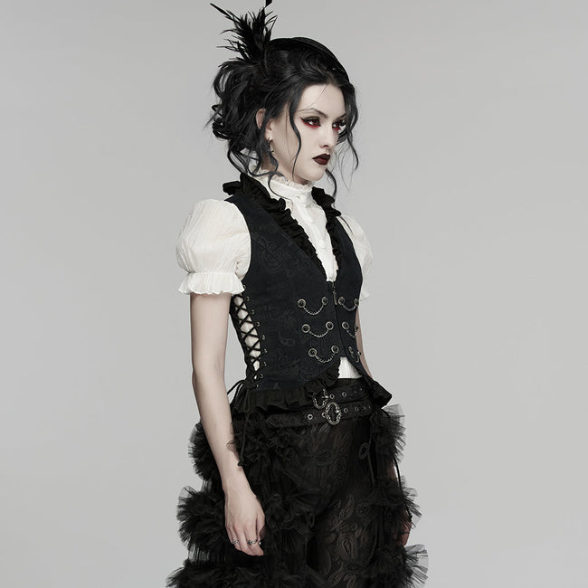 Gothic-Rüschenweste mit Kordelzug