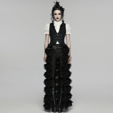 Gothic-Rüschenweste mit Kordelzug