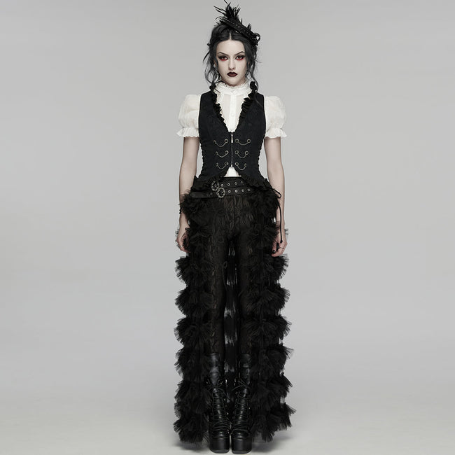 Gothic-Rüschenweste mit Kordelzug