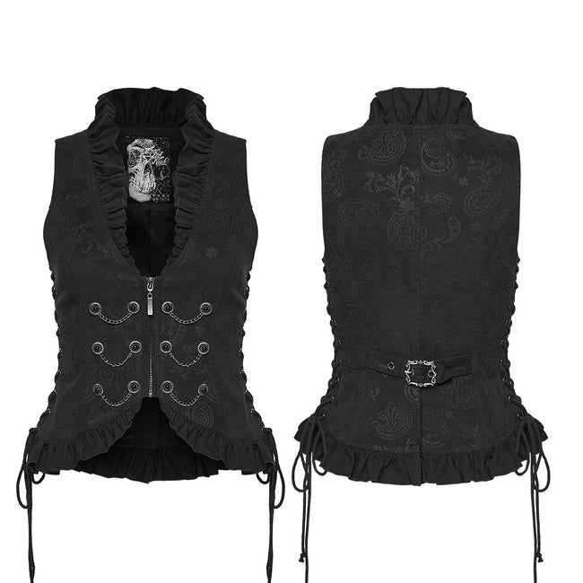 Gothic-Rüschenweste mit Kordelzug