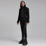 Schwarze, robuste Denim-Punk-Jacke für Männer mit abnehmbaren Ärmeln