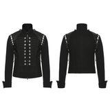Schwarze, robuste Denim-Punk-Jacke für Männer mit abnehmbaren Ärmeln