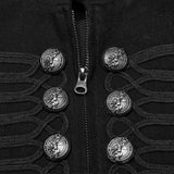 Schwarze, robuste Denim-Punk-Jacke für Männer mit abnehmbaren Ärmeln