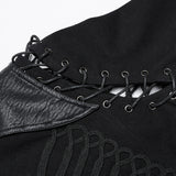 Schwarze, robuste Denim-Punk-Jacke für Männer mit abnehmbaren Ärmeln