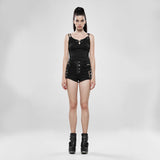 Metallic Rock Hollow Denim Shorts