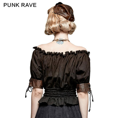 Steampunk Global Top Fashion reversible synthetische Punk-T-Shirts mit Slash Neck