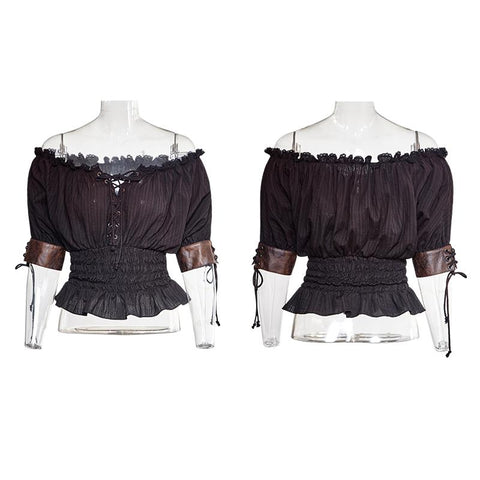Steampunk Global Top Fashion reversible synthetische Punk-T-Shirts mit Slash Neck