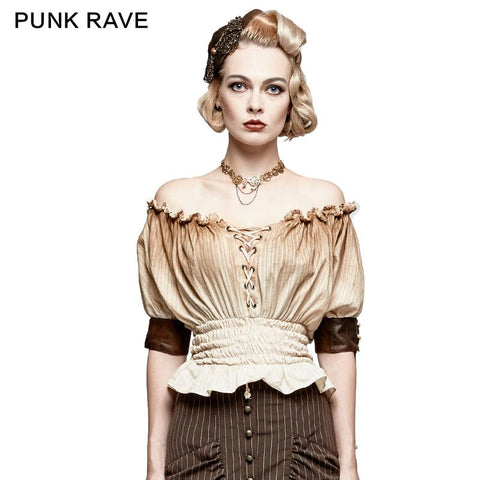 Steampunk Global Top Fashion reversible synthetische Punk-T-Shirts mit Slash Neck