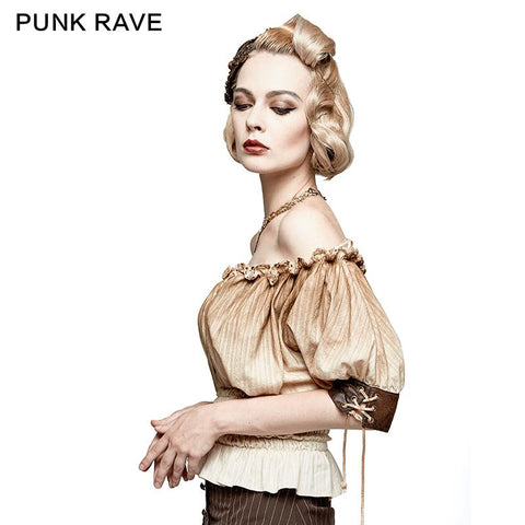 Steampunk Global Top Fashion reversible synthetische Punk-T-Shirts mit Slash Neck