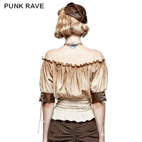Steampunk Global Top Fashion reversible synthetische Punk-T-Shirts mit Slash Neck