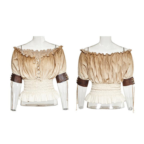 Steampunk Global Top Fashion reversible synthetische Punk-T-Shirts mit Slash Neck