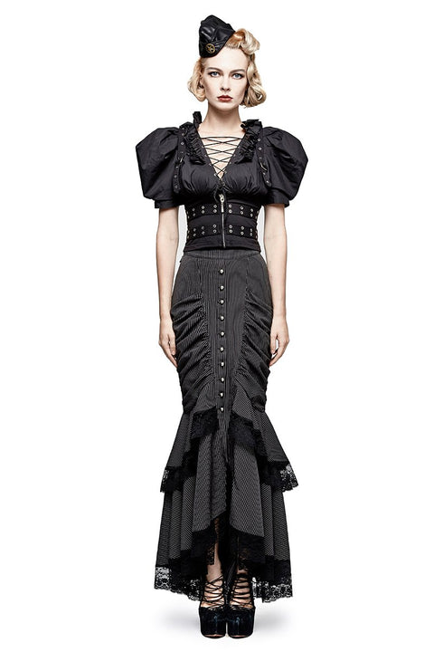 Steampunk Graceful Full-Rocked Stripes Gewebter Fischschwanz-Punkrock