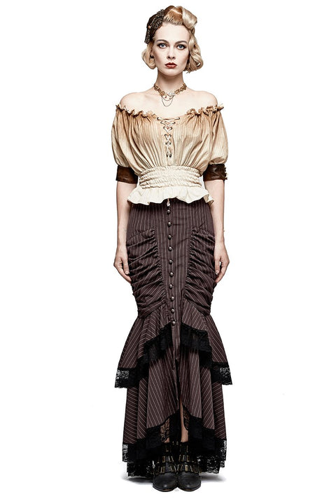 Steampunk Graceful Full-Rocked Stripes Gewebter Fischschwanz-Punkrock