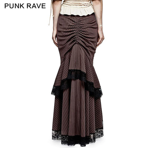 Steampunk Graceful Full-Rocked Stripes Gewebter Fischschwanz-Punkrock