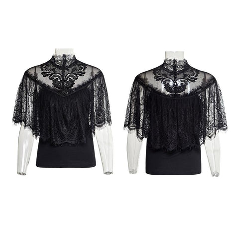 Wunderschönes ärmelloses hellspitziges Gothic-T-Shirt mit Blumenmuster