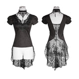Schwalbenschwanz Jacquard Kurzarm Spitze Gothic T-Shirts