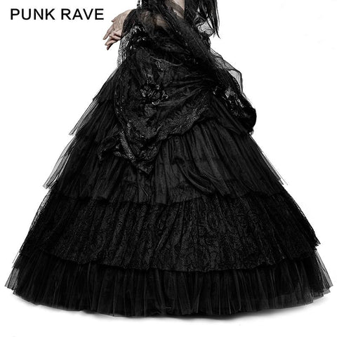 Party Elastic High Waist Blumen Mesh Prom Gothic Rock