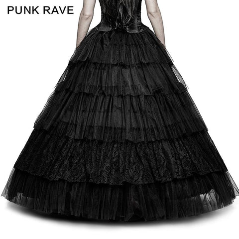 Party Elastic High Waist Blumen Mesh Prom Gothic Rock