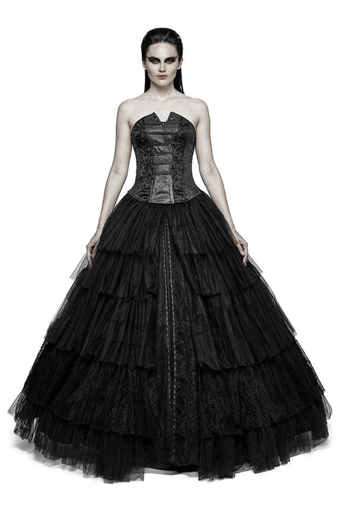 Party Elastic High Waist Blumen Mesh Prom Gothic Rock