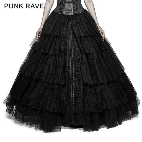 Party Elastic High Waist Blumen Mesh Prom Gothic Rock