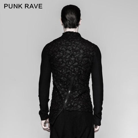 Dekadente schwere Langarm-Punk-T-Shirts mit Stehkragen