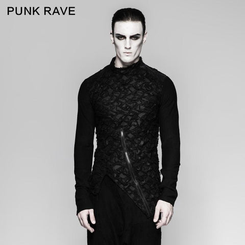 Dekadente schwere Langarm-Punk-T-Shirts mit Stehkragen