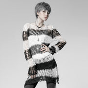 Fashion Broken Pullover gestreifte Punk-Pullover