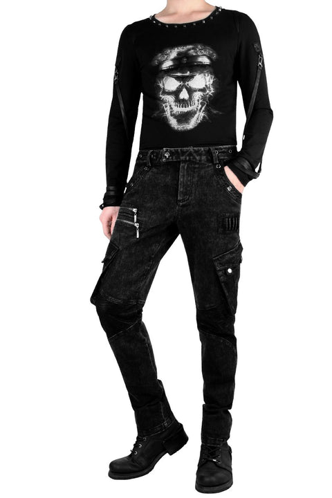 Neues Design Baumwolle Schwarz Jean Punk Hose Für Männer