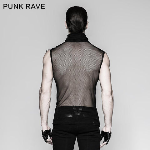 Black Rivets Puff Printing Strickkragen Herren Ärmellose Punk Weste