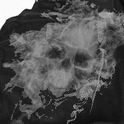 Black Rivets Puff Printing Strickkragen Herren Ärmellose Punk Weste