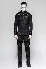 Heavy Metal Textur Schulter Lederbeschichtung Punk Shirts