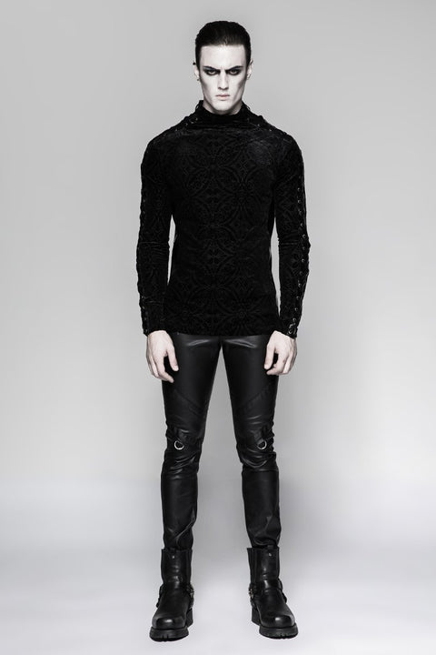 Wunderschöne elastische quadratische Muster Langarm Gothic T-Shirts