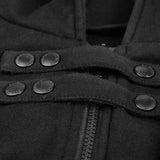 Schwarze Herren Kapuze Long Sweater Punk Jacke mit Streifen
