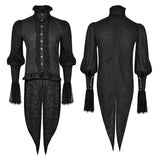 Spitzen Puff Ärmel Brokat Schwalbenschwanz Männer Gothic Shirt
