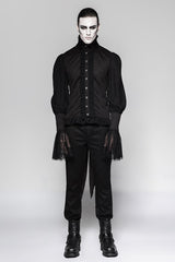 Spitzen Puff Ärmel Brokat Schwalbenschwanz Männer Gothic Shirt