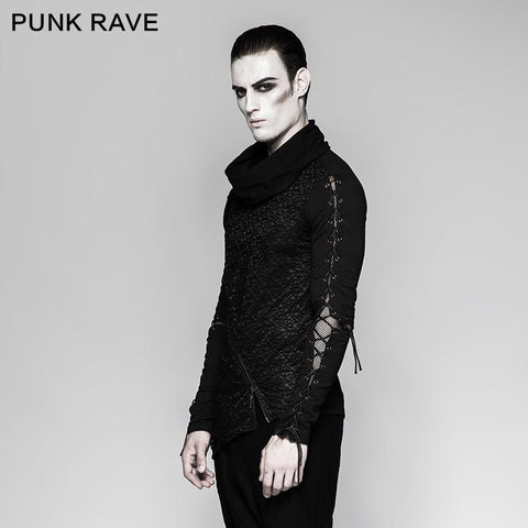 Rock Zipper High Collar Kordelzug Langarm Punk T-Shirts