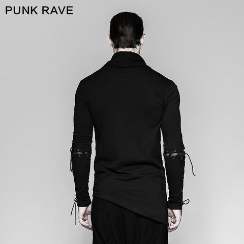 Rock Zipper High Collar Kordelzug Langarm Punk T-Shirts