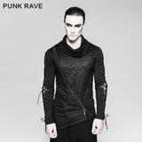 Rock Zipper High Collar Kordelzug Langarm Punk T-Shirts