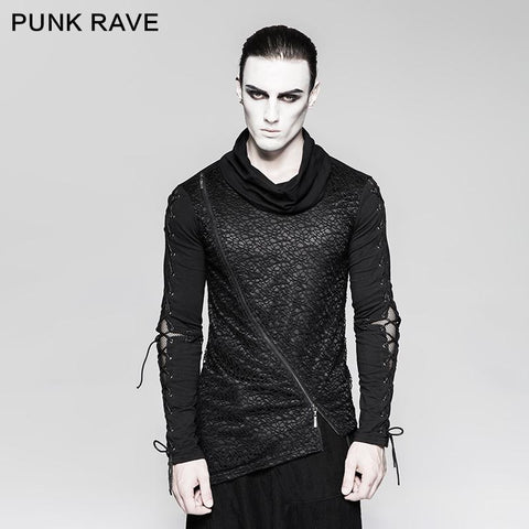 Rock Zipper High Collar Kordelzug Langarm Punk T-Shirts