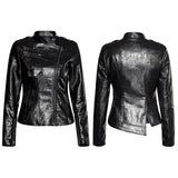 Motorrad Eng anliegende Leder Punk Punk Jacke für Frauen