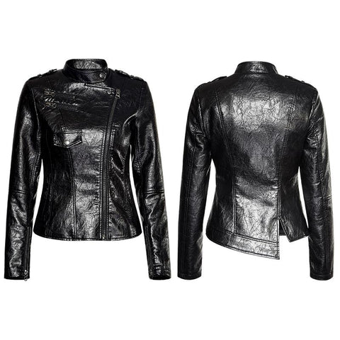Motorrad Eng anliegende Leder Punk Punk Jacke für Frauen