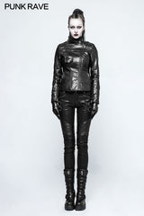 Motorrad Eng anliegende Leder Punk Punk Jacke für Frauen
