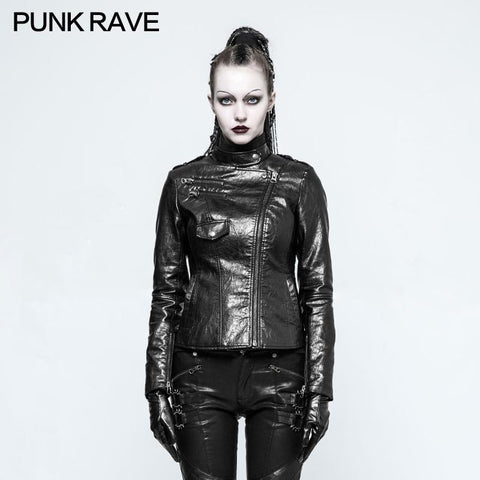 Motorrad Eng anliegende Leder Punk Punk Jacke für Frauen