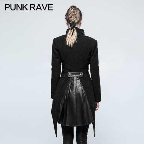 Frauen Schwalbenschwanz Kammgarn Black Punk Jacke mit Bronze Zubehör