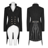 Frauen Schwalbenschwanz Kammgarn Black Punk Jacke mit Bronze Zubehör