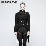 Frauen Schwalbenschwanz Kammgarn Black Punk Jacke mit Bronze Zubehör