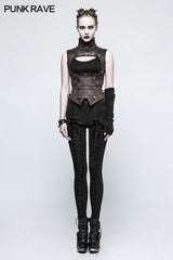 Schwarze Leder Punk Weste Weste Frauen Slim Joker Style