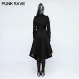 Asymmetrie Worsted Long Punk Coat Frauen Schwarze Militäruniform